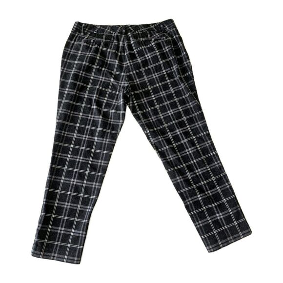 Worthington Black & White Plaid Ankle Crop Pants | Size 10 | Mid-Rise Skinny Fit - Picture 1 of 5